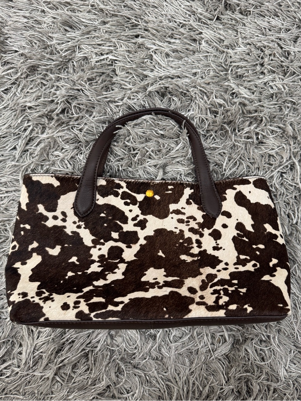 Leather-Trim Cowhide Tote Bag in Black & White- made in India
